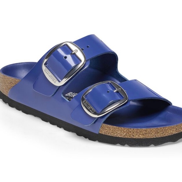 Birkenstock Shoes - Birkenstock size 41 narrow/medium Cobalt Blue Big Buckle High Shine Patent